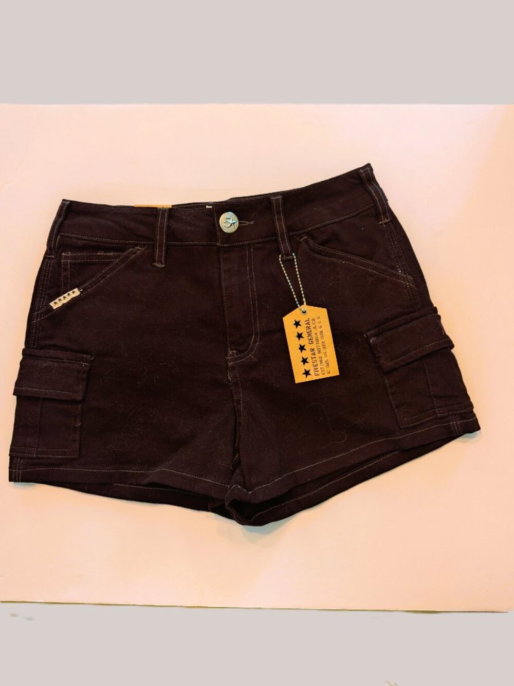 Fivestar General FLEX Black Denim Cargo Shorts Size 0 NWT